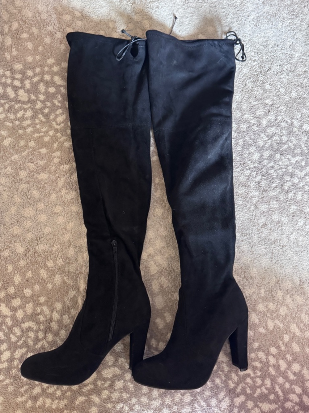 Black Over-the-Knee Heeled Women's Boots